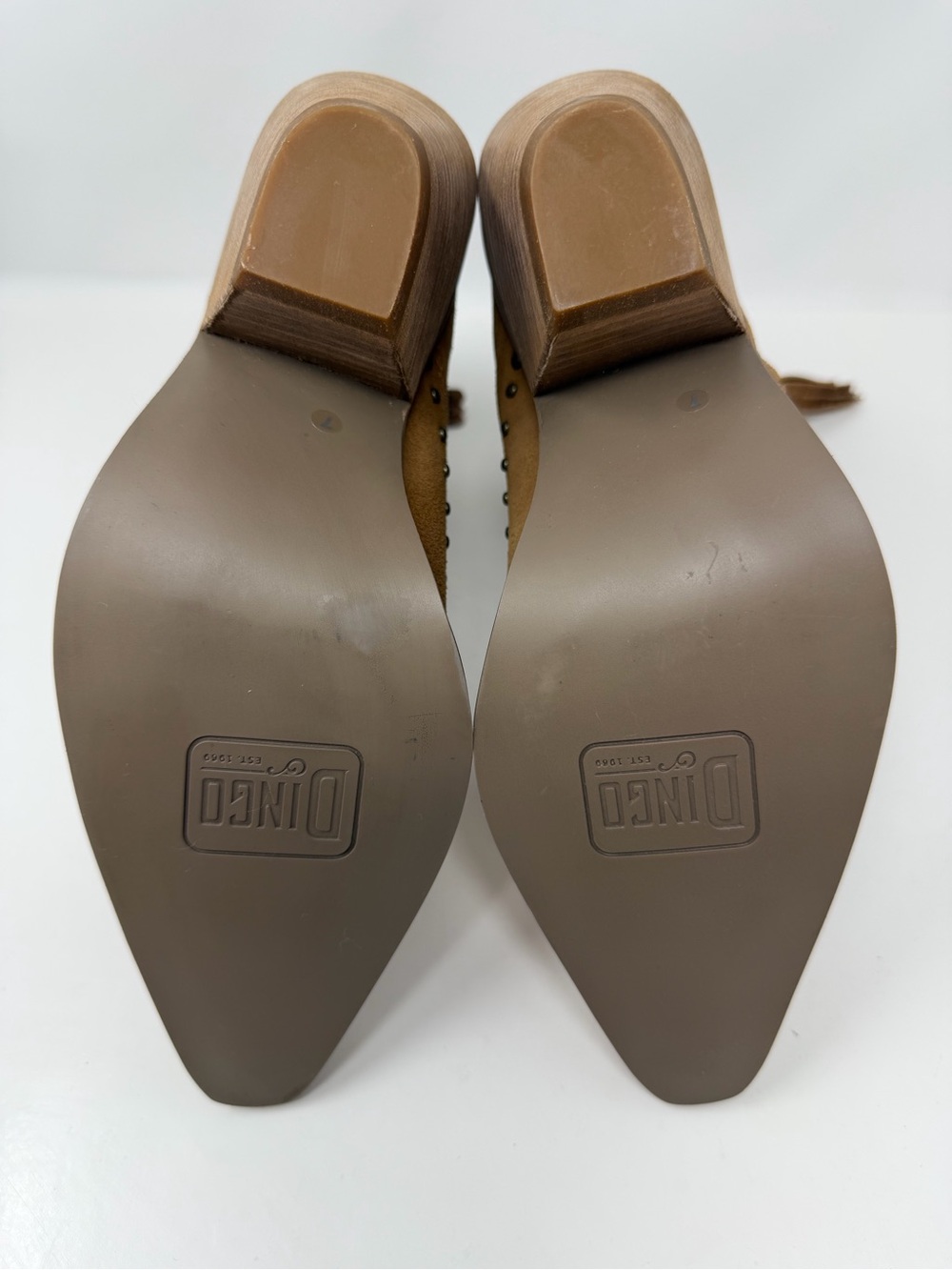 Dingo NWT Classy N Sassy Western Booties Snip Toe Leather Camel Brown Size 7 - Picture 6 of 12